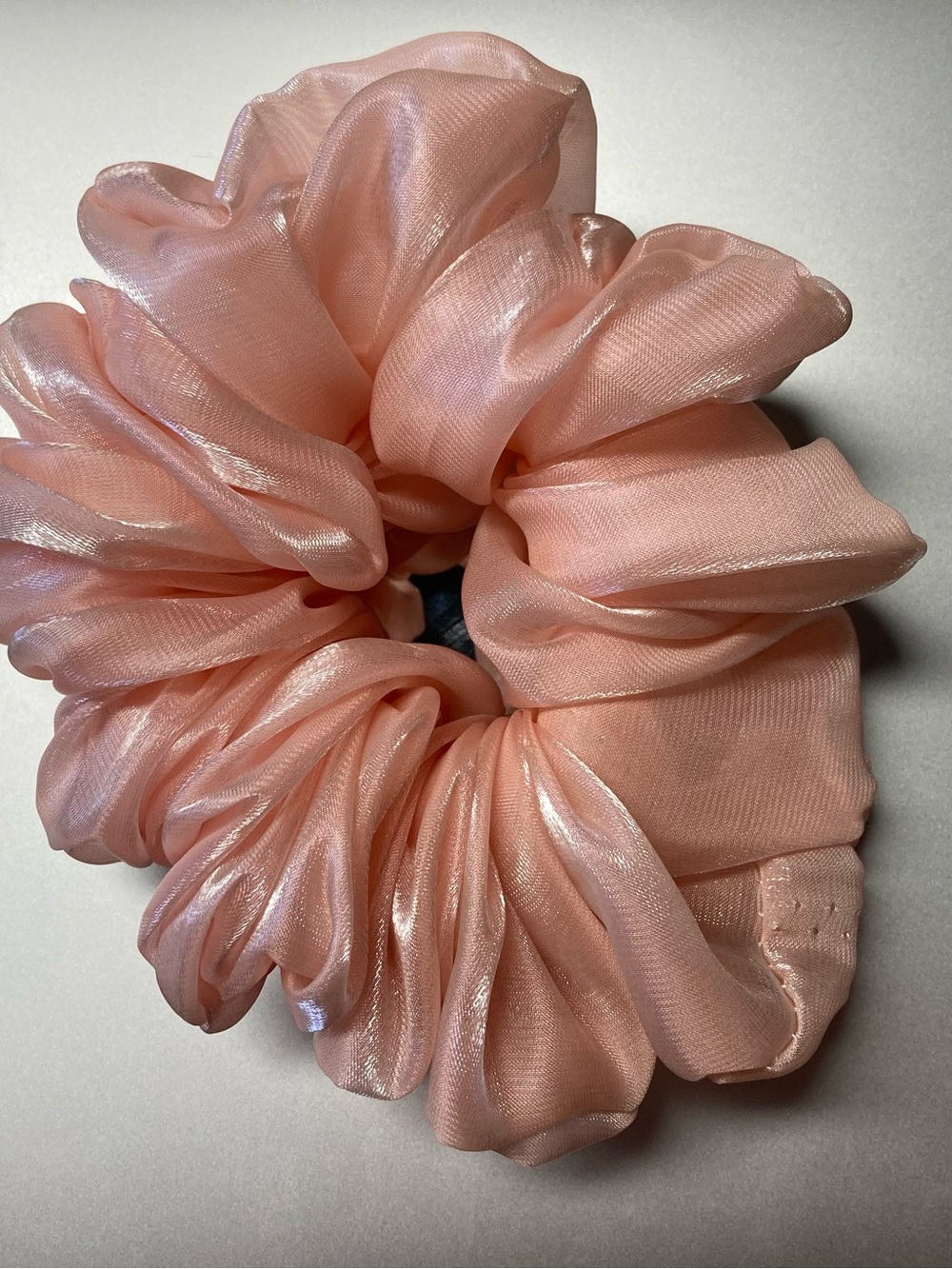Delicate Peach Organza Hair Scrunchie